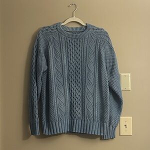 Women’s Cable Knit Crewneck Sweater - Light Blue